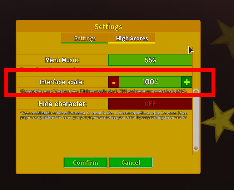 SSG Interface Scale